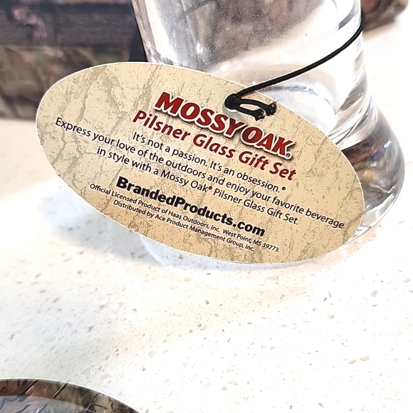 Beer Glass. Pilsner Glass Mossy Oak Gift Set in a tin. NEW with tags. - Picture 4 of 10